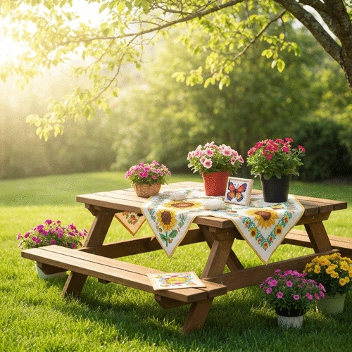 Summer Cross Stitch Outdoor Decor